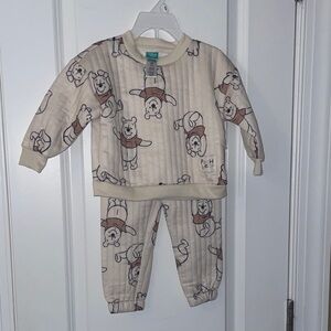 Disney Pooh Bear Kids 2 piece Pajama Set - Cream and Brown